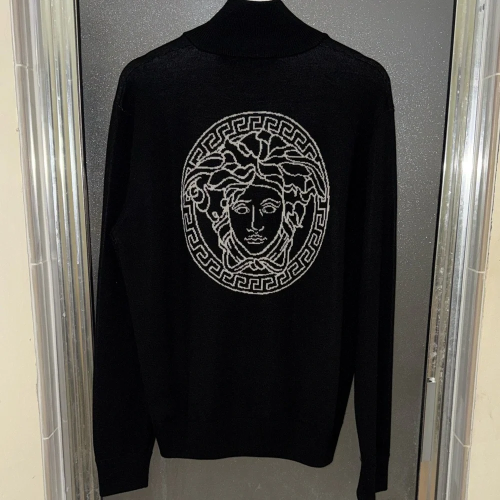 Versace Black and White Medusa Crewneck Sweater
